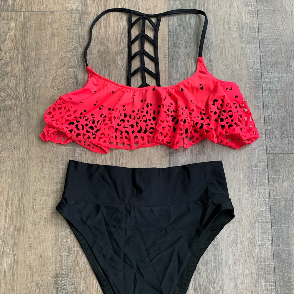 VS Pink Ladder Back Laser cut out Bikini Top - L